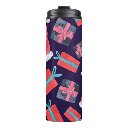 Bouteilles Isothermes Père Noël souriant, Aquarelle Noël sans sourire. (Devant)