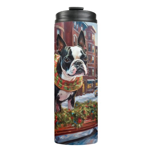 Bouteilles Isothermes Période de fêtes de Noël du Boston Terrier (Devant)