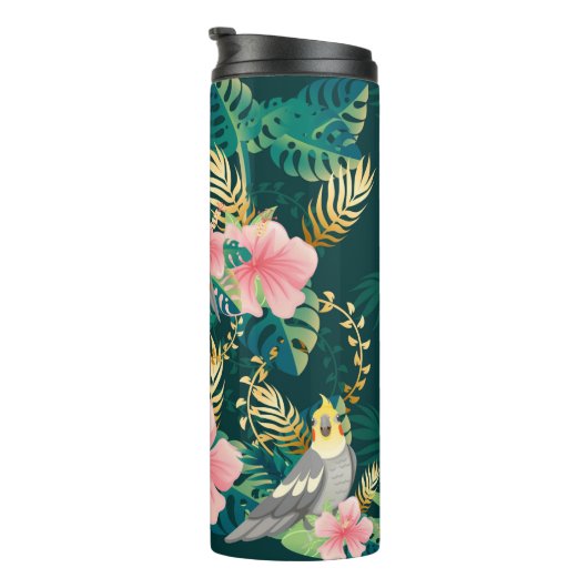 Bouteilles Isothermes Perroquet motif mignon et sans couture sur gre (Tourné sur la droite)