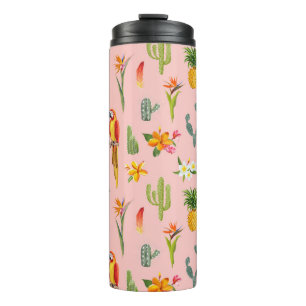 Bouteilles Isothermes Perroquet tropical, Motif Vintage Cactus.