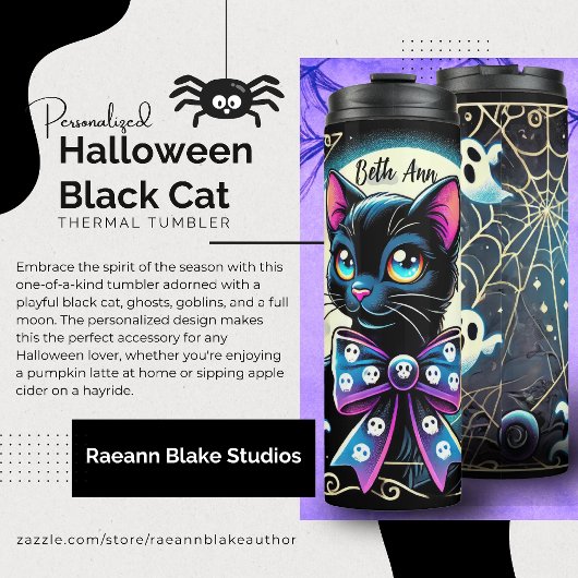 Bouteilles Isothermes Personalized Halloween Black Cat Thermal Tumbler