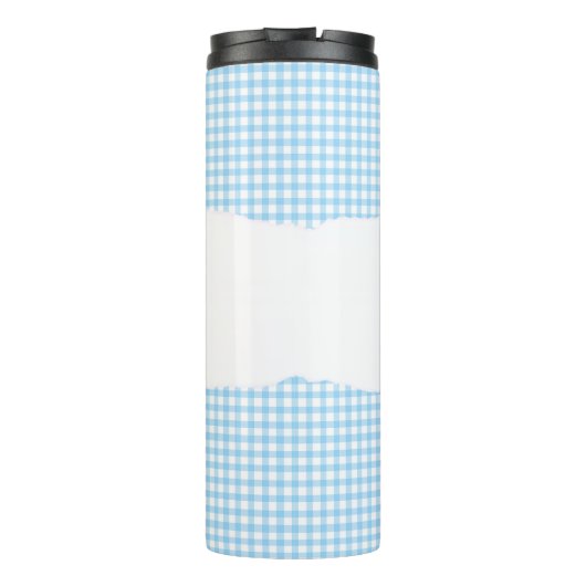 Bouteilles Isothermes Personalized Name Blue Gingham Pattern (Dos)