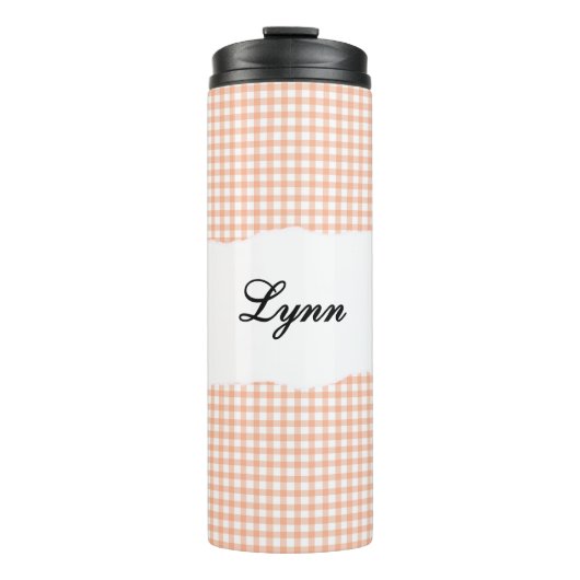 Bouteilles Isothermes Personalized Name Orange Gingham Pattern (Devant)
