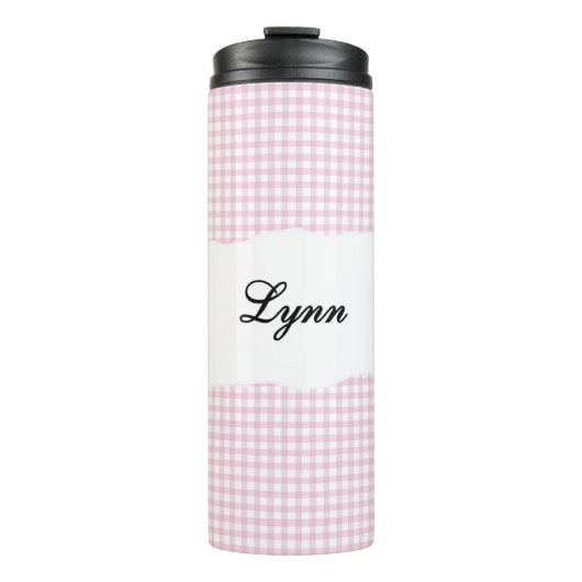 Bouteilles Isothermes Personalized Name Pink Gingham Pattern (Devant)