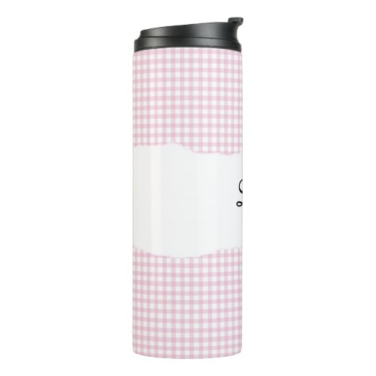 Bouteilles Isothermes Personalized Name Pink Gingham Pattern (Tourné sur la gauche)