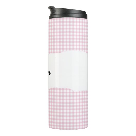 Bouteilles Isothermes Personalized Name Pink Gingham Pattern (Tourné sur la droite)