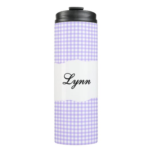 Bouteilles Isothermes Personalized Name Purple Gingham Pattern (Devant)