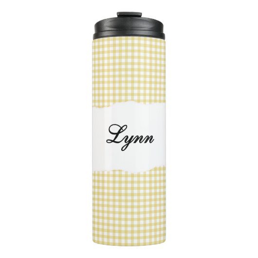 Bouteilles Isothermes Personalized Name yellow Gingham Pattern (Devant)