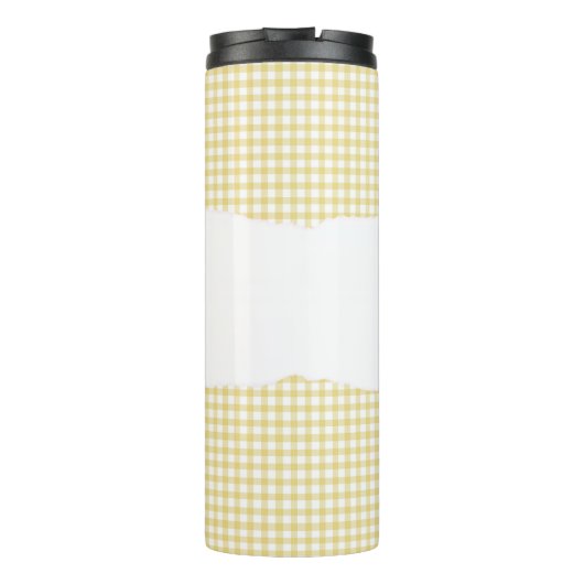 Bouteilles Isothermes Personalized Name yellow Gingham Pattern (Dos)