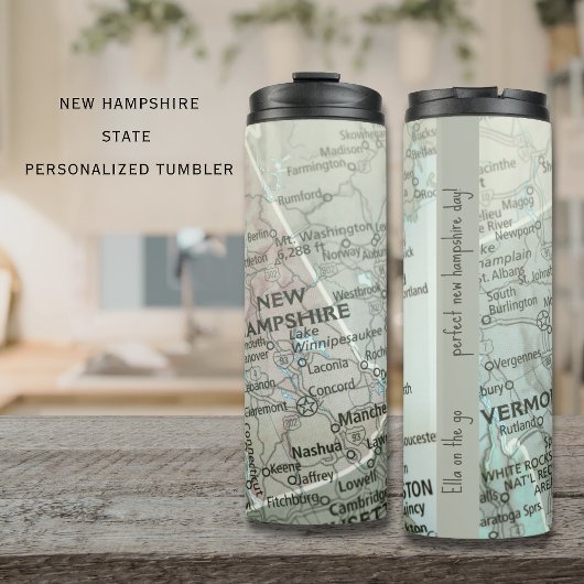 Bouteilles Isothermes Personalized New Hampshire Map Granite State