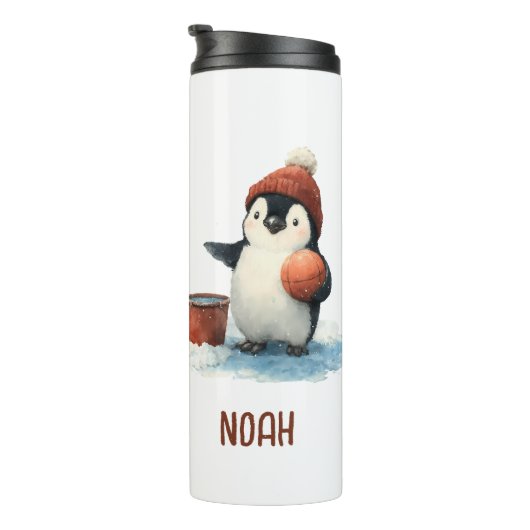 Bouteilles Isothermes Personalized Winter Penguin Basketball Kid (Tourné sur la droite)