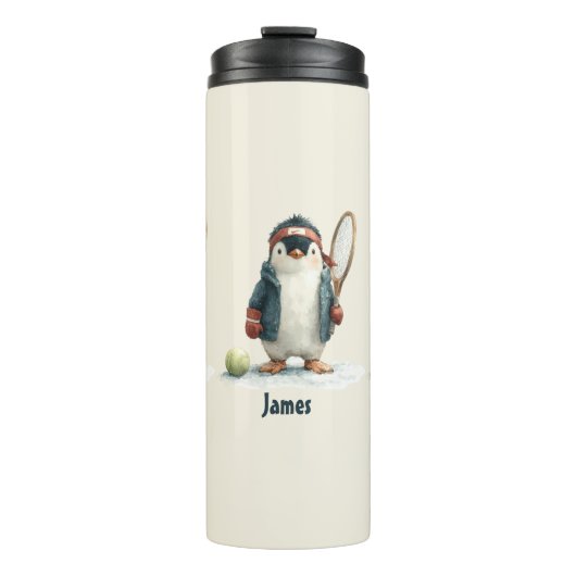 Bouteilles Isothermes Personalized Winter Penguin Tennis Kid (Devant)