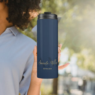 Bouteilles Isothermes Personnalisé Avec Nom Marine Blue Gold Monogramme