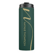 Bouteilles Isothermes Personnalisé Monogramme Avec Nom Emerald Green Gol (Devant)