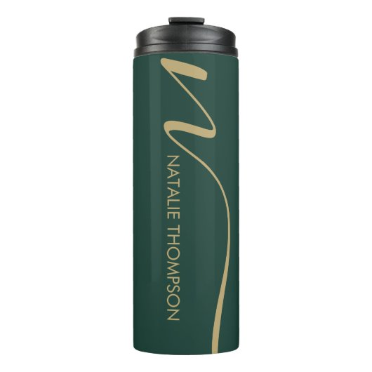 Bouteilles Isothermes Personnalisé Monogramme Avec Nom Emerald Green Gol (Devant)