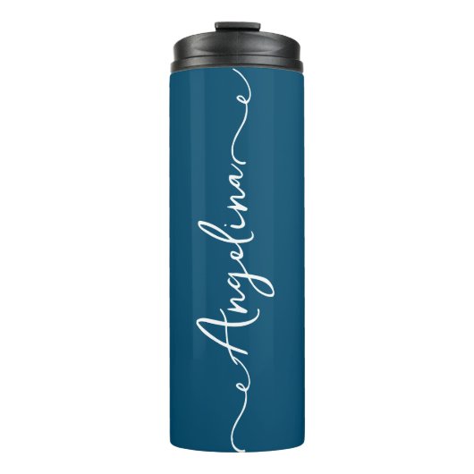 Bouteilles Isothermes Personnalisé Votre Nom Script Mariage Marine (Devant)