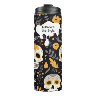 Bouteilles Isothermes Personnaliser d'or noir moderne Halloween Crâne ca