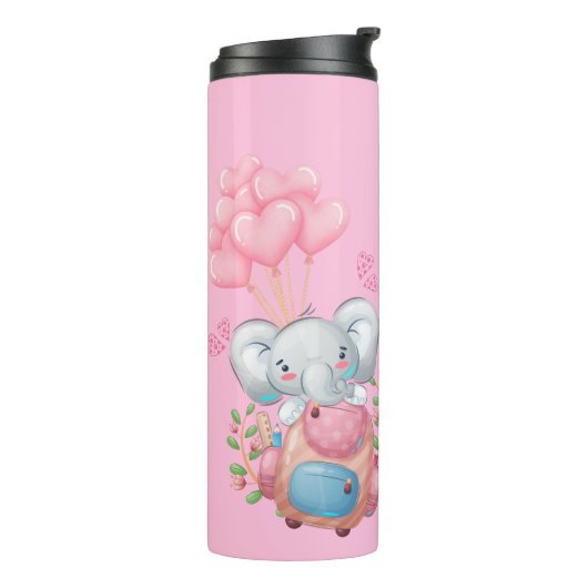 Bouteilles Isothermes Personnaliser | Éléphant Rose Mignon (Tourné sur la gauche)