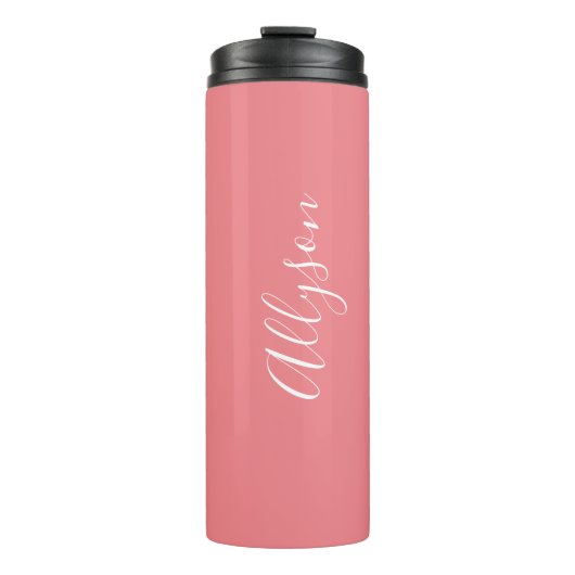 Bouteilles Isothermes Personnaliser le nom blanc Script corail vertical (Devant)