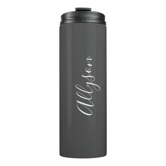 Bouteilles Isothermes Personnaliser le nom blanc Script vertical, gris f (Devant)