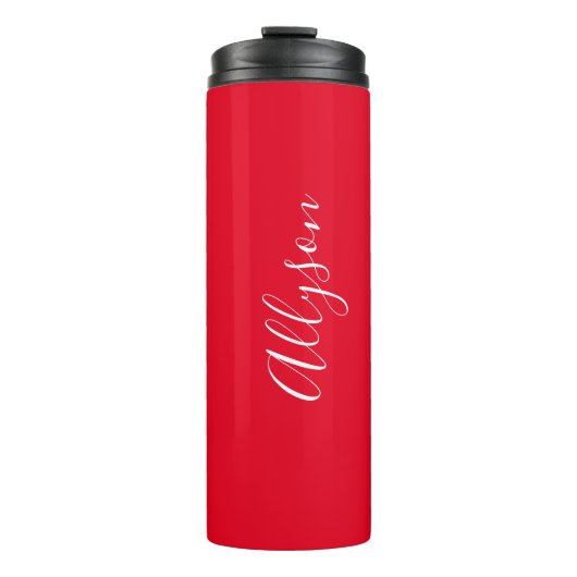 Bouteilles Isothermes Personnaliser le nom blanc Script vertical, rouge (Devant)