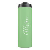 Bouteilles Isothermes Personnaliser le nom blanc Script vertical, Sage (Devant)