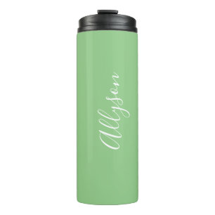 Bouteilles Isothermes Personnaliser le nom blanc Script vertical, Sage