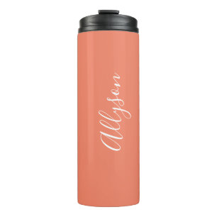 Bouteilles Isothermes Personnaliser le nom blanc Script vertical, Saumon