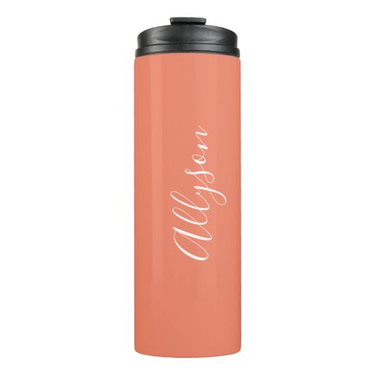 Bouteilles Isothermes Personnaliser le nom blanc Script vertical, Saumon (Devant)