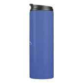 Bouteilles Isothermes Personnaliser Nom Écriture Blanche Verticale, Bleu (Tourné sur la droite)