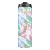 Bouteilles Isothermes Personnaliser Nom Purple Script Vertical Iridescen (Devant)