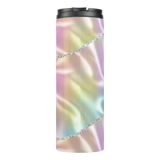 Bouteilles Isothermes Personnaliser Nom Purple Script Vertical Iridescen (Dos)
