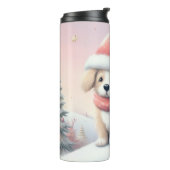 Bouteilles Isothermes Petit chiot de Noël en chapeau santa (Tourné sur la gauche)