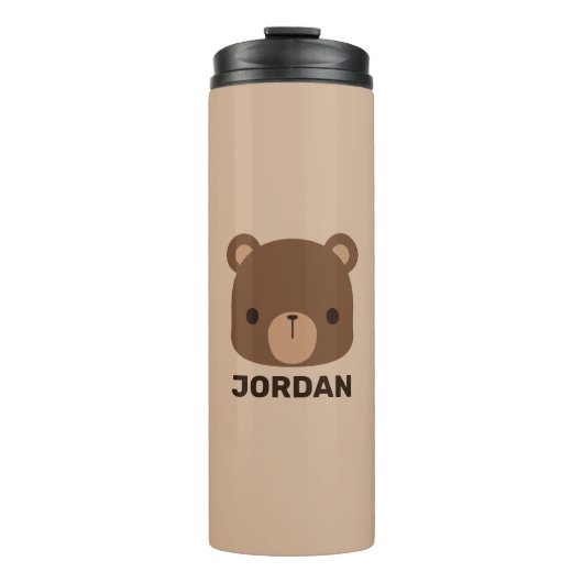 Bouteilles Isothermes Petit ours Brown mignon avec nom personnalisé (Devant)