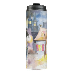 Bouteilles Isothermes Petite ville la nuit