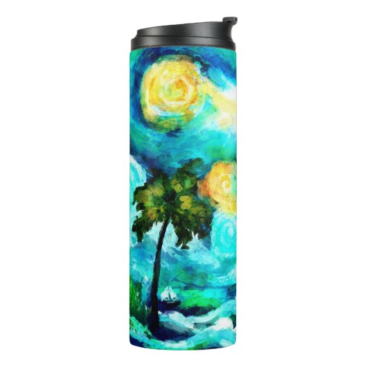 Bouteilles Isothermes Phare Tropical & Palm Trees Impressionniste (Tourné sur la gauche)