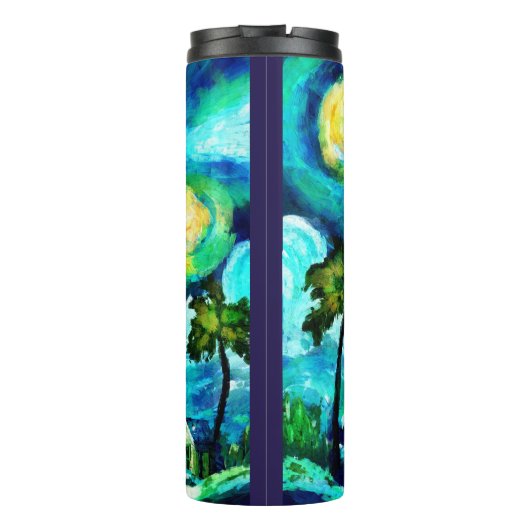 Bouteilles Isothermes Phare Tropical & Palm Trees Impressionniste (Dos)