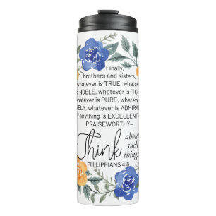Bouteilles Isothermes Philippiens 4:8, ce qui est noble, couronne floral