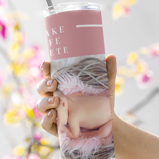 Bouteilles Isothermes Photo bébé mignonne moderne | Rose et blanc | Devi