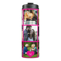 Photo collage monogramme personnalisé rose moderne