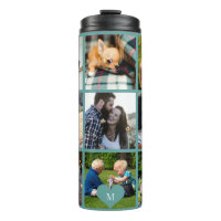 Photo collage monogramme personnalisé vert moderne