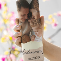 Photo de famille moderne & Nom personnalisé Cadeau