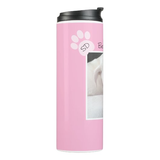 Bouteilles Isothermes Photo d'un chien blanc mignon unique Monogramme Pa (Tourné sur la gauche)