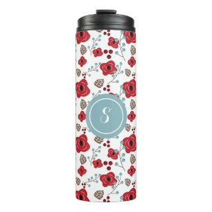 Bouteilles Isothermes Photos de fleurs d'hiver et de baies Monogramme