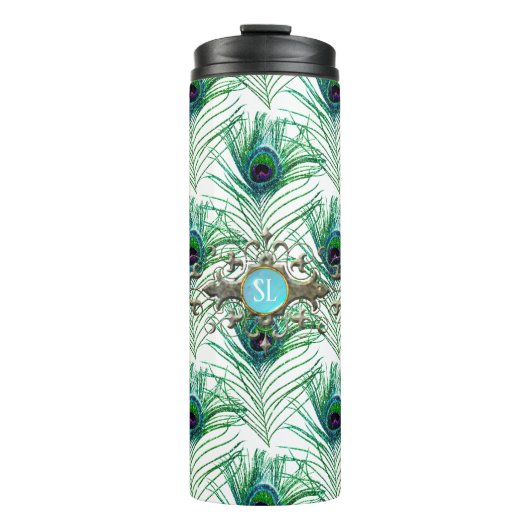 Bouteilles Isothermes Pierre de gemme monogramme de paon (Devant)