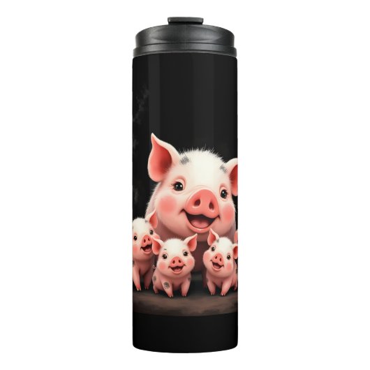 Bouteilles Isothermes Pig Artwork – Mother Pig & Piglets (Devant)