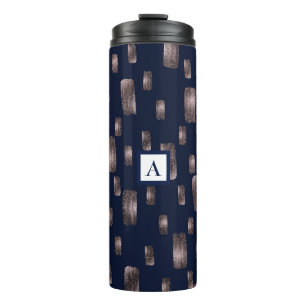 Bouteilles Isothermes Pinceau Moderne Rose Gold & Bleu Nuit Pailleté