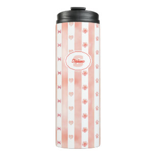 Bouteilles Isothermes Pink and White Stripe - Coeurs, Rose, Empreinte de
