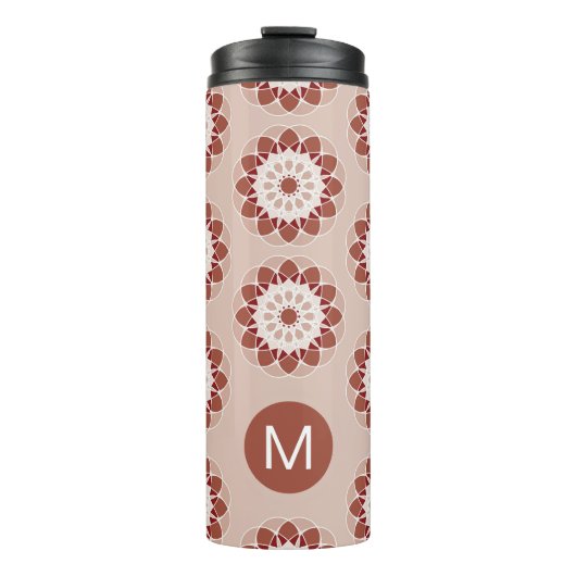 Bouteilles Isothermes Pink Burgundy Floral Mandala Pattern Monogram (Devant)
