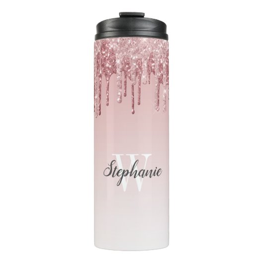 Bouteilles Isothermes Pink Faux Parties scintillant Sparkle Ombre Monogr (Devant)